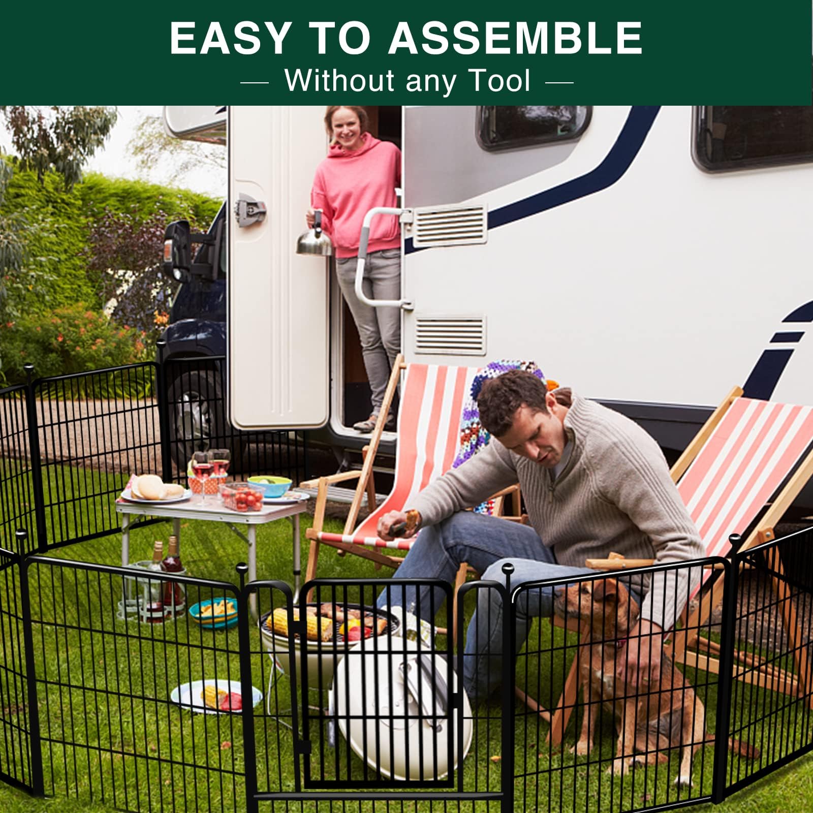 Amazon | VISCOO 犬用プレイサークル アウトドア ペット 犬用フェンス